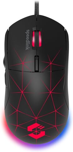 Speedlink CORAX Gaming Mouse with cable, multi-colour LED lighting, USB connection, 5 programmable buttons PC mouse wired, DPI switch up to 3,200 dpi, sheathed cable, black in Kuwait