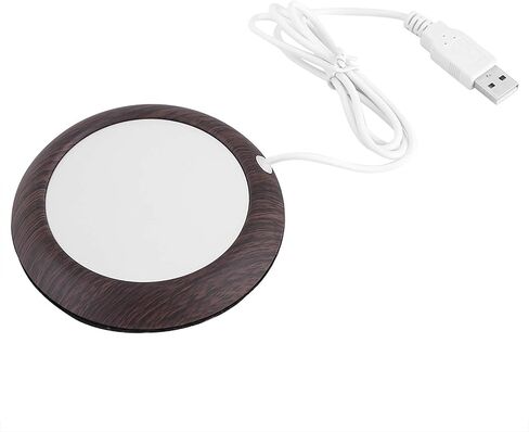 Karlak USB Cup Warmer Mug Warmer Beverage Wooden Grain Cup Pad Mug Mat Drink 5V USB Heating Pad Keeps Coffee Tea Warm to 80C with Walnut Wood Metal for Home Office (Light Walnut Grain) in Kuwait