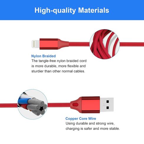 26FT/8M Extra Long iPhone Charger Cord, [Apple MFi Certified] USB A to Lightning Cable, Nylon Braided 2.4A Fast Charging & 480Mbps Data Transfer for iPhone 14-5, iPad, iPod in Kuwait