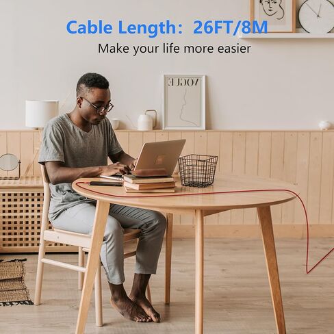 26FT/8M Extra Long iPhone Charger Cord, [Apple MFi Certified] USB A to Lightning Cable, Nylon Braided 2.4A Fast Charging & 480Mbps Data Transfer for iPhone 14-5, iPad, iPod in Kuwait