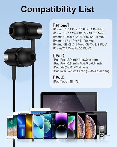 Wired Earbuds Lightning Connector for iPhone 14/13, in-Ear Wired Headphones in Kuwait