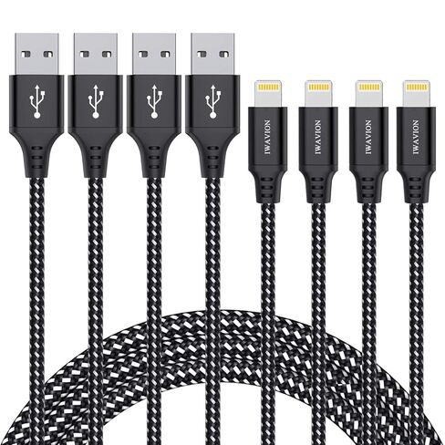 iPhone Charger Cable, 4pack 3ft/1m Lightning Cable Nylon Braided MFi Certified iPhone Cable USB Sync Cord Fast iPhone Charging Cable for iPhone Xs Max X XR 8 7 6s 6 Plus SE 5, iPad mini/Air in Kuwait
