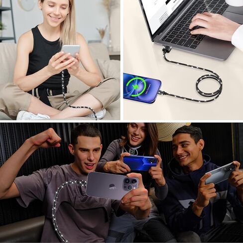 USB Cable 3FT USB Lighti-ning Bling Phone Black Charger Cord for iPhone 14 in Kuwait