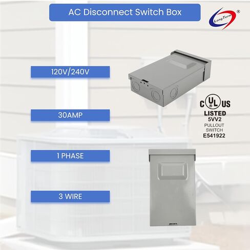 A/C Disconnect Switch with-Fused 240V 30A Disconnect Box,1/2" 4FT, 10THHN Wire-Non-Metallic Connectors, A/C Hook-up Whip Kit,SP50 120/240VAC HVAC Whole House Surge Protective Device - Surge Protector in Kuwait