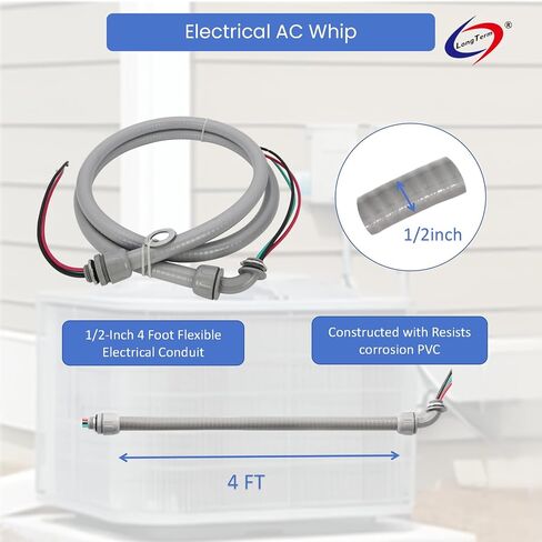 A/C Disconnect Switch with-Fused 240V 30A Disconnect Box,1/2" 4FT, 10THHN Wire-Non-Metallic Connectors, A/C Hook-up Whip Kit,SP50 120/240VAC HVAC Whole House Surge Protective Device - Surge Protector in Kuwait