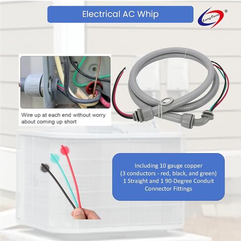 A/C Disconnect Switch with-Fused 240V 30A Disconnect Box,1/2" 4FT, 10THHN Wire-Non-Metallic Connectors, A/C Hook-up Whip Kit,SP50 120/240VAC HVAC Whole House Surge Protective Device - Surge Protector in Kuwait