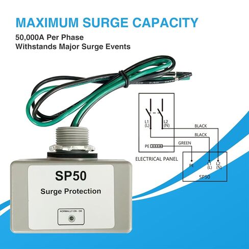 A/C Disconnect Switch with-Fused 240V 30A Disconnect Box,1/2" 4FT, 10THHN Wire-Non-Metallic Connectors, A/C Hook-up Whip Kit,SP50 120/240VAC HVAC Whole House Surge Protective Device - Surge Protector in Kuwait