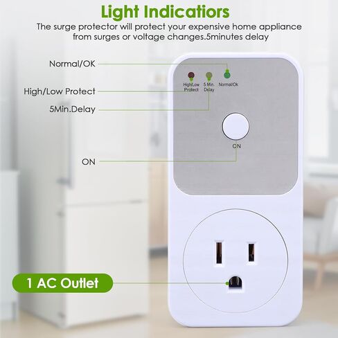 2 Pcs Outlet Surge Protector, 1800W Voltage Protector Socket with Ground & Protected Light Indicators for Refrigerator, Air Conditioner Washing Machine, US Standard 110V in Kuwait