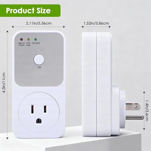 2 Pcs Outlet Surge Protector, 1800W Voltage Protector Socket with Ground & Protected Light Indicators for Refrigerator, Air Conditioner Washing Machine, US Standard 110V in Kuwait