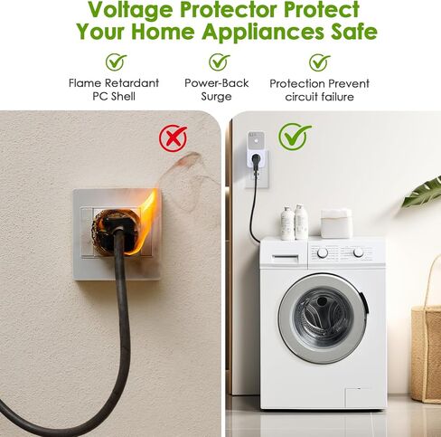 2 Pcs Outlet Surge Protector, 1800W Voltage Protector Socket with Ground & Protected Light Indicators for Refrigerator, Air Conditioner Washing Machine, US Standard 110V in Kuwait