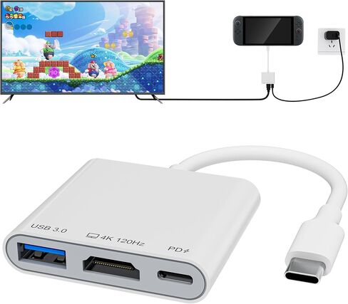 USB-C to HDMI Adapter for iPhone 15/16/17 to TV, 4K@120Hz Ultra HD Display with HDMI 2.1, 100W PD Charging & USB Port, Travel Adapter for MacBook/iPad/Samsung Galaxy/Switch 2 in Kuwait