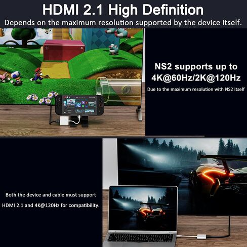 USB-C to HDMI Adapter for iPhone 15/16/17 to TV, 4K@120Hz Ultra HD Display with HDMI 2.1, 100W PD Charging & USB Port, Travel Adapter for MacBook/iPad/Samsung Galaxy/Switch 2 in Kuwait
