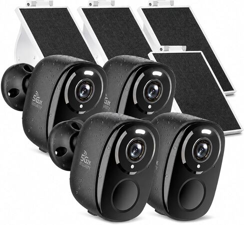 4Pack 5GHz/2.4G Security Cameras Wireless Outdoor with Solar Panels in Kuwait