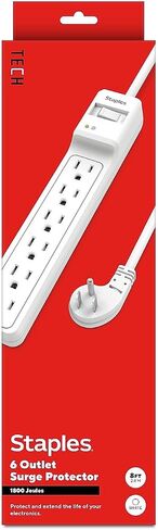 Staples TECH 6-Outlet Surge Protector, 6 Ft Braided Cord, 1800J in Kuwait
