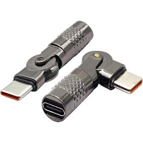 USB-C Interface Adapters,180-Degree Rotation USB C Male to USBC Female Fast Transmission Converter,Suitable for Mobile Phones,Tablet Computers and Notebook Computers.(2 Pack/Type c/F/M) in Kuwait