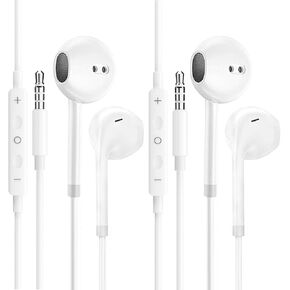 Wired Earphones with 3.5mm Jack with Mic for Smartphones, Tablets, 2 Pack in Kuwait