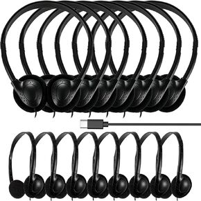 USB Type C Kids Headphones Bulk 20 Pack for Classroom School, Wired On-Ear USB C Headset for Students Teens Children, Compatible with Cellphone Tablet Laptop PC Online Class Travel (HY857C, 20 Black) in Kuwait