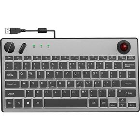 JOMAA Wired Trackball Keyboard and Mouse – 78 Keys Compact Layout with 19mm Trackball, Scissor Switch Keys, Scroll Lock (Fn Combo), USB Plug & Play for Windows/Mac/iOS/Android (No Backlight) in Kuwait