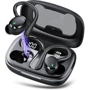 Bluetooth Headphones Wireless Earbuds 72hrs Playtime Wireless Charging Case Digital Display, Ear Buds with Earhook, Deep Bass 2.0, IPX7 Waterproof Over-Ear Earbuds for Android iOS Workout in Kuwait