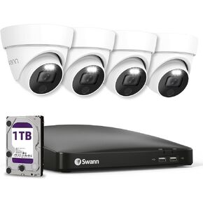نظام كاميرا مراقبة سلكية DVR من سوان 4K، 4 قباب، 8 قنوات، محرك أقراص ثابتة سعة 1 تيرابايت in Kuwait
