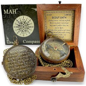 Scout Compass with Oath Message – Solid Brass Pocket Compass for Boys, Teens & Scouts | Inspirational Keepsake Gift for Eagle Ceremony, Graduation, Hiking, Camping, Outdoor Adventures, Promotion Gift in Kuwait