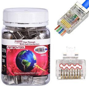RJ45 23AWG Cat6a Cat6 Connector Gold Plated 8P8C Pass Through Shield Plug (50pieces) in Kuwait