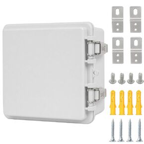 Junction Box,IP67 Waterproof Electrical Box Hinged Clear Cover Stainless Steel Latch Project Box Enclosure with Mounting Plate & Wall Bracket, Black 5.9 x 5.9 x 3.5inch(150x150x90mm) in Kuwait