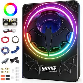 1600W Slim Underseat Car Subwoofer and Amp Package, Powered Under Seat Subwoofer with Built-in Amp, Subsonic Deep Bass, Cast Aluminum, DSP Class D, LED Ambient Light, for Truck SUV Sedan in Saudi Arabia