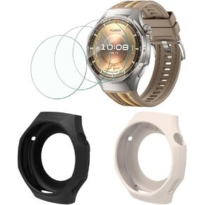 Screen Protector & Case Compatible for Huawei Watch GT 6 Pro Smart Watch, 1.47'' Display ，HD Tempered Glass Protective Film and Silicone Soft Cases Not for GT 6 (Pack of 3+2) in Saudi Arabia