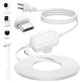 delilyn 30FT Outdoor Power Adapter for WYZE Cam V4, Cam OG/V3/V3 Pro, L-Shape Micro USB Extension Cable for WYZE Cam Pan V3, Replace for WYZE Plug, IP67 Waterproof Flat Cable Charge Your Camera in Kuwait