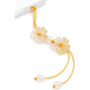 Cute Flower Beads Phone Lanyard, Marigold Kawaii Braided Phone Lanyard, Glass Bead Charm, Key Chain, Bag Charm in Saudi Arabia