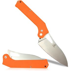Q&U Folding Kitchen Chef Knife 4.4" 14cr28N Stainless Steel Blade, Small EDC Knife with G10 Ergonomic Handle for Cooking, Indoor & Outdoor Camping (Orange) in Kuwait