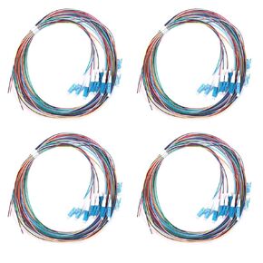 4 Sets 12-Strand LC/UPC Fiber Optic Pigtail, OS2 Single Mode 9/125μm 1.5M, Bundled Yellow PVC Jacket, TIA-598 Color-Coded 0.9mm Tight Buffer, Imported Ceramic Ferrule, for ODF FTTH Data Center CATV in Saudi Arabia