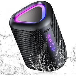 Bluetooth Speaker, 2026 Portable Wireless Speaker with LED Light, Bluetooth 5.4, 24-Hour Playback Time, Enhanced Bass, IPX7 Waterproof, Outdoor Speaker Suitable for Travel, Sports, and Cycling. in Kuwait