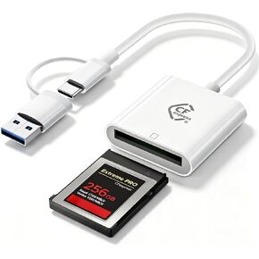 CFexpress Type B Card Reader with USB 3.2 (Gen 2) 10Gbps, USB & USBC to CF Express Memory Card Digital Camera Adapter for Canon/Nikon/Sony/Fujifilm, Compatible with iPhone/iPad/Tablet/Laptop/Computer in Kuwait