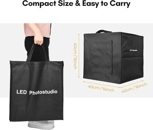 Qiilu 40cm/16inch Foldable LED Light Tent Portable Tabletop Photo Studio in Kuwait