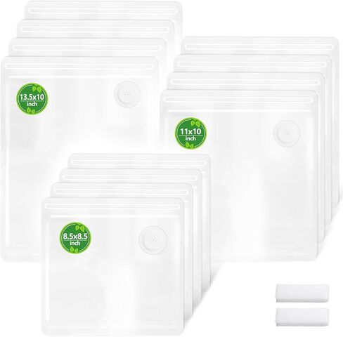 FIRAWER Reusable Vacuum Sealer Bags - BPA-Free, Leakproof Food Storage Bags for Sous Vide, Freezer & Meal Prep | Compatible with Most Vacuum Sealers (8.5 * 8.5in Bags 12Pcs) in Kuwait