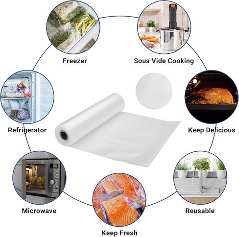 INKBIRD 4 Rolls Vacuum Sealer Bags, 11" x 25' 2 Rolls & 8" x 25' 2 Rolls Vacuum Sealer Rolls for Food Saver, Sous Vide Bags Food Storage Freezer Sealer Bag for Cooking with BPA Free in Kuwait