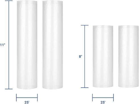 INKBIRD 4 Rolls Vacuum Sealer Bags, 11" x 25' 2 Rolls & 8" x 25' 2 Rolls Vacuum Sealer Rolls for Food Saver, Sous Vide Bags Food Storage Freezer Sealer Bag for Cooking with BPA Free in Kuwait