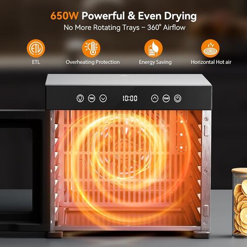 PSIIDAN Food Dehydrator Machine 8 Trays Stainless Steel 650W Faster Dryer in Kuwait