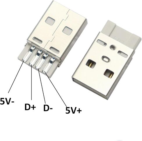 20 Sets 4 Pin USB A Male Solder Connector, 4-Pin Type A Replacement Plug, 480Mbps High Speed, DIY Wire Repair & Cable Replacement(Black & White) in Kuwait