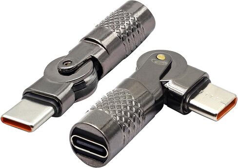 USB-C Interface Adapters,180-Degree Rotation USB C Male to USBC Female Fast Transmission Converter,Suitable for Mobile Phones,Tablet Computers and Notebook Computers.(2 Pack/Type c/F/M) in Kuwait