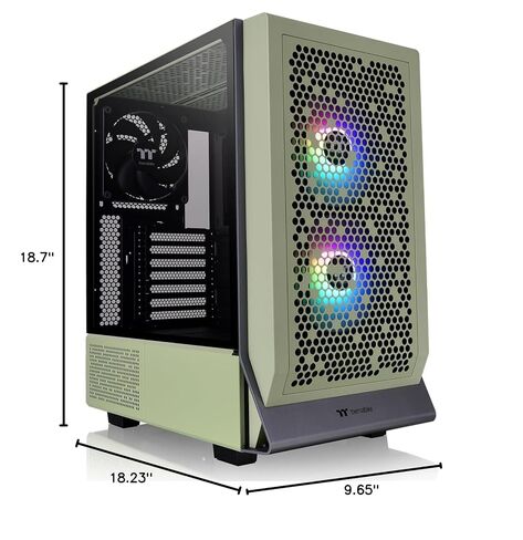 Thermaltake Ceres 300 Matcha Green Mid Tower E-ATX Computer Case with Tempered Glass Side Panel; 2xCT140 ARGB Fan Preinstalled; Rotational PCIe Slots; CA-1Y2-00MEWN-00; 3 Years Warranty in Kuwait
