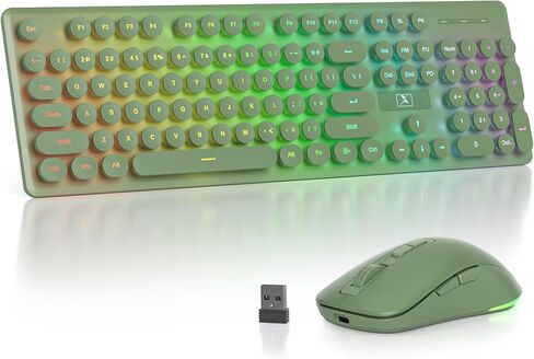 Owpkeenthy Cute Wireless Keyboard and Mouse Backlit, Rechargeable Full-Sized Keyboard with Number Pad Quiet Typewriter 2.4G Plug and Play, Auto Sleep for Home Office(Purple in Kuwait