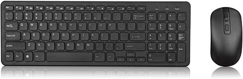 Wireless Keyboard and Mouse Combo, 104 Keys Full Size, Black in Kuwait