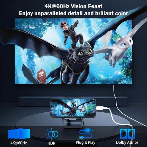 Lightning to HDMI Adapter for iPhone to TV, 10FT Cable 1080P Apple Lightning Digital AV Adapter Sync Screen Connector Compatible for iPhone 14 13 12 11 Pro Max XS XR to HDTV Monitor Projector in Kuwait