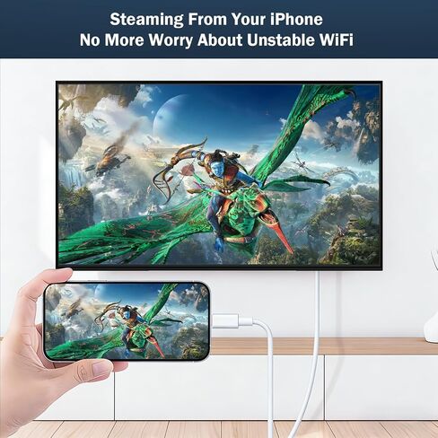 Lightning to HDMI Adapter for iPhone to TV, 10FT Cable 1080P Apple Lightning Digital AV Adapter Sync Screen Connector Compatible for iPhone 14 13 12 11 Pro Max XS XR to HDTV Monitor Projector in Kuwait