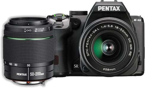 Pentax K-S2 20MP DSLR Two Lens Kit w/ 18-50mm WR & 50-200mm WR (Black) in Kuwait