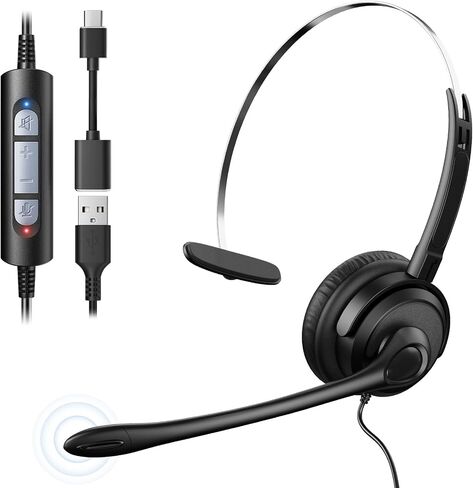 Voistek USB Headset with Noise Cancelling Mic,Wired Headphones for pc in Kuwait