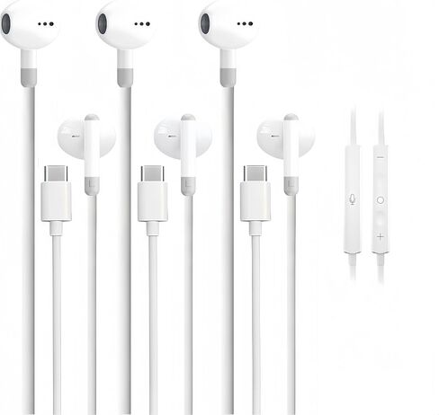 3 Pack USB C Headphones for iPhone 17/16/15 Pro Max iPad Plus TypeC Earphones with Microphone Volume Control USBC Wired Earbuds USB Type C Earphone for Samsung S25 Ultra S24 S23 S22 （1.2M/4Ft） in Kuwait